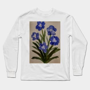 simple Blue flower growing wild Long Sleeve T-Shirt